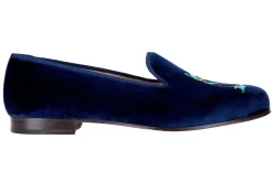 Storm Naval Velvet Slipper (Wide)<Stubbs & Wootton New