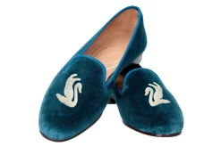 Swans Teal Velvet Slipper (Men)<Stubbs & Wootton Fashion