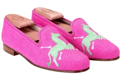 Zebras Fuchsia Linen Slipper (Women)<Stubbs & Wootton Online