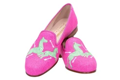 Zebras Fuchsia Linen Slipper (Women)<Stubbs & Wootton Online